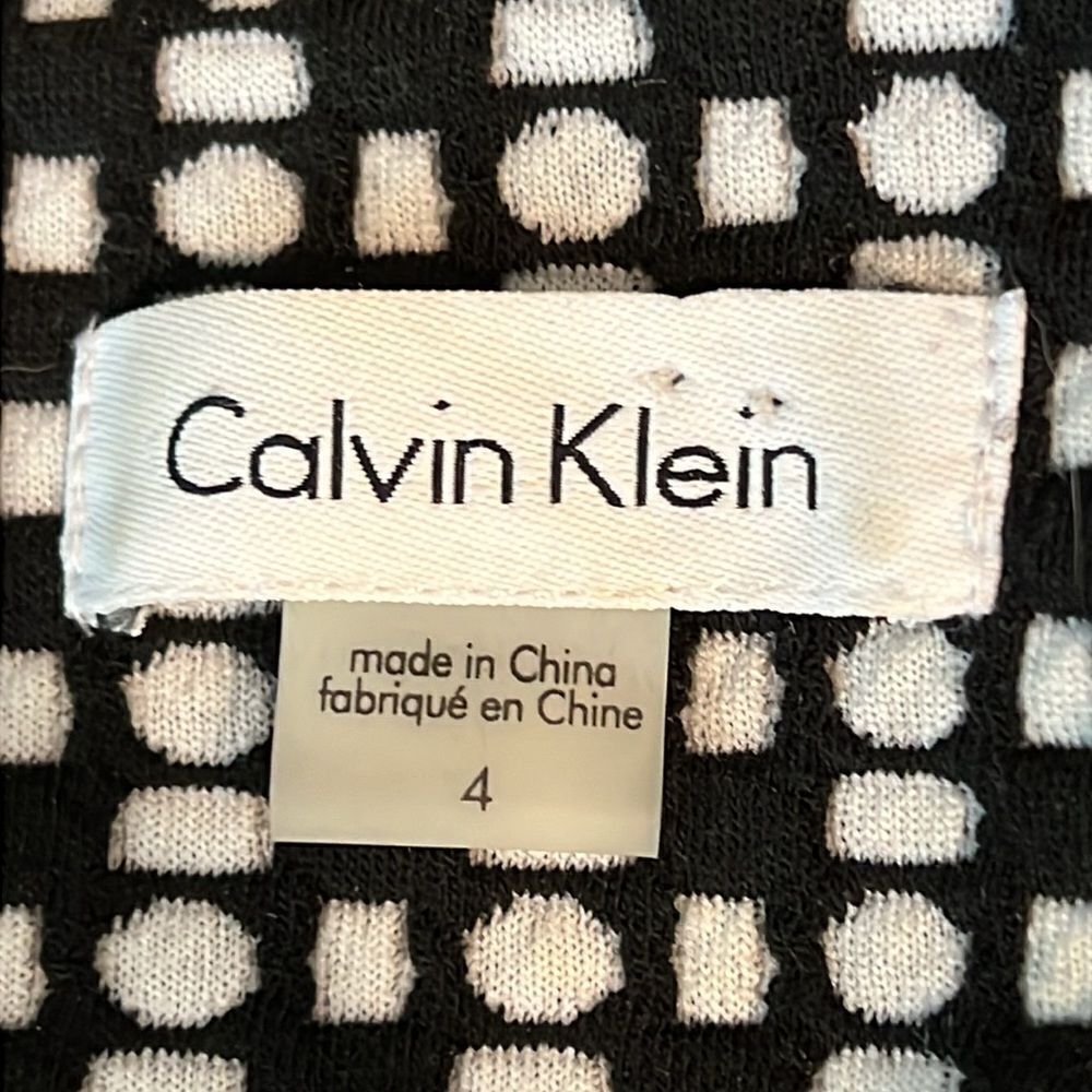 Calvin Klein‎ Black/White 3/4 Sleeve Fit & Flare Dress Size 4 - Picture 11 of 12